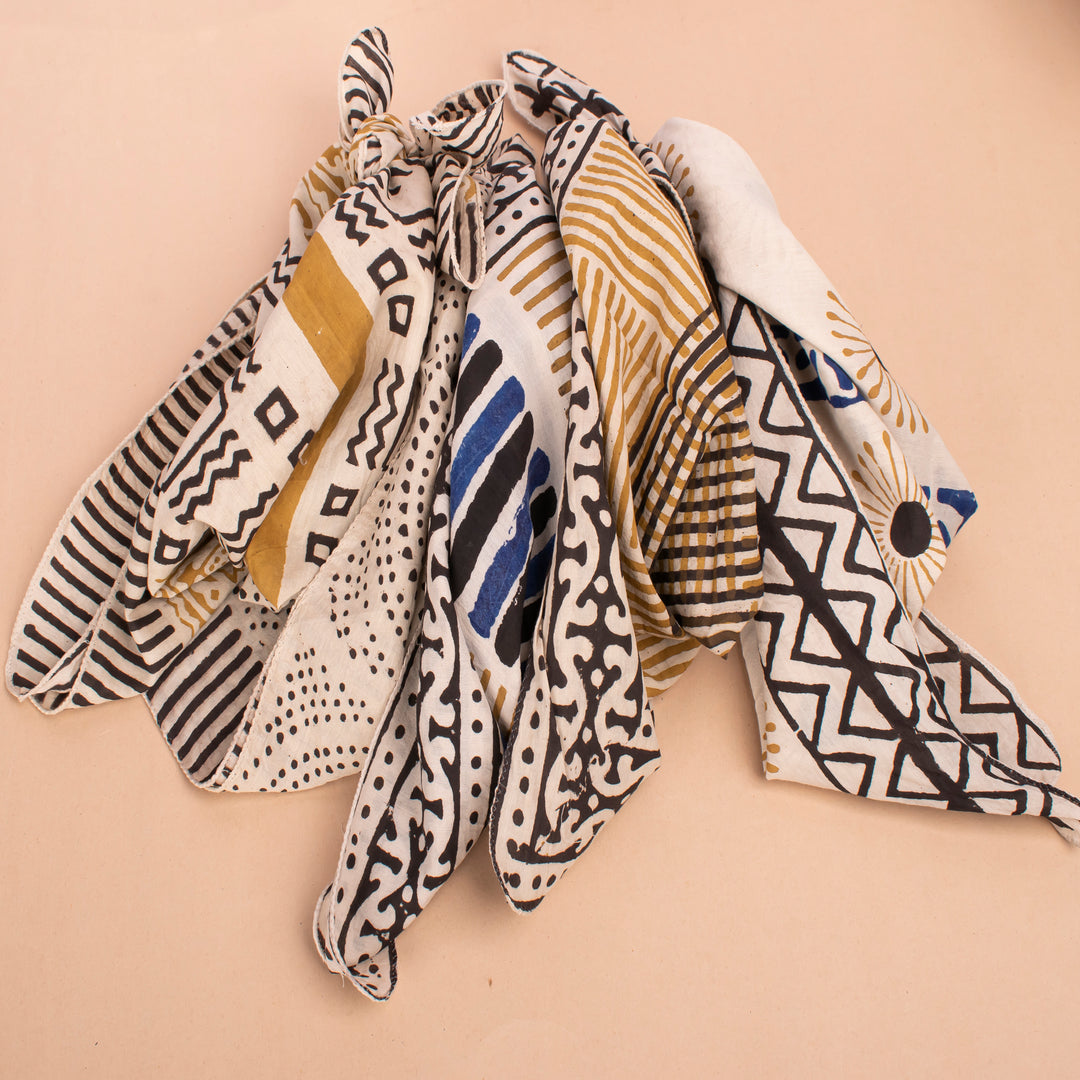 Set of 5 – Hand Block Dog Bandanas | Cotton Pet Neck Scarf
