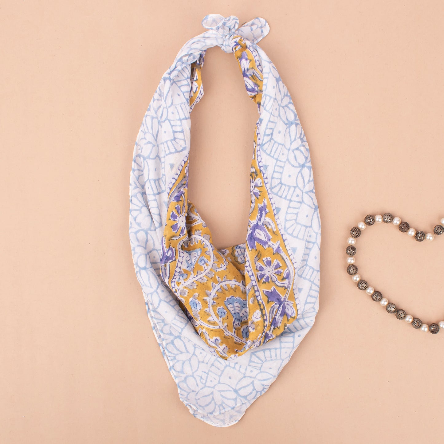 Lightweight Handprinted Cotton Bandanas, Boho Head Wraps For All Genders, Stylish Unisex Cotton Bandanas, Eco Gift Wrap
