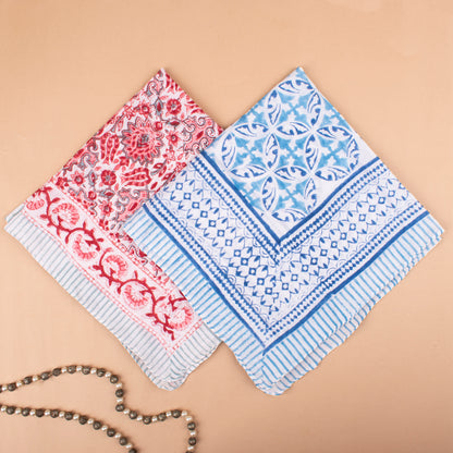 Set of 2 - Trendy Western Scarf For Festival & Outdoor, Handcrafted Bandana Scarf, Eco-Friendly Floral Print Cotton, Bohemian Head Tie