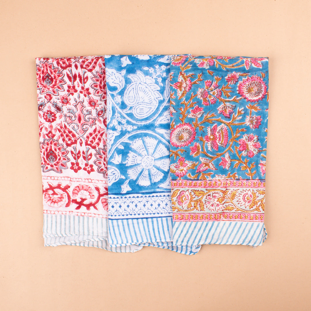 Set of 3 – Vintage Cotton Bandanas | Neck Scarf &amp; Head Wrap