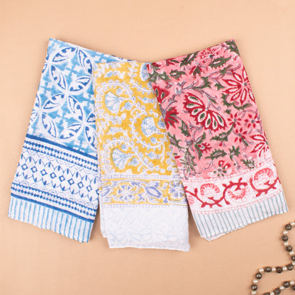 Set of 3 - Sustainable Cotton Bandanas, Handmade Head & Neck Scarf, Bohemian Print Hair Tie, Style Wrap For Trendy Outfits, Trendy Gift Idea