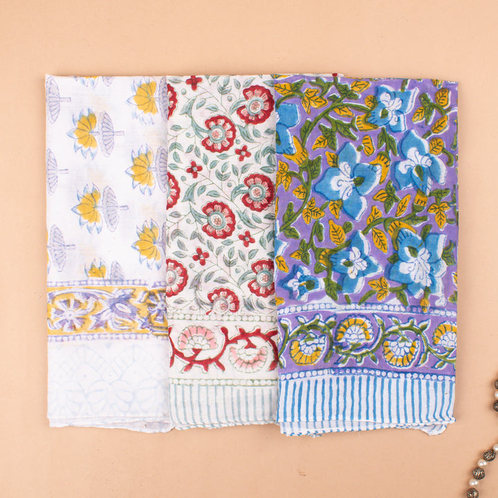 Set of 3 – Boho Cotton Bandanas | Hair Scarf &amp; Neck Wrap