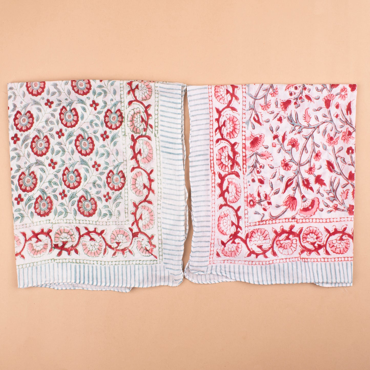 Set of 10 - Pure Cotton Bohemian Bandana Scarf, Vintage-Inspired Handprinted Head Wrap, Sustainable Neck Tie For Men & Women