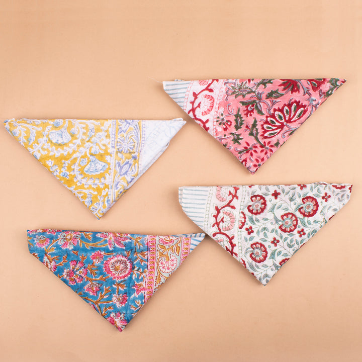 Set of 4 – Floral Cotton Bandanas | Head Scarf &amp; Hair Wrap