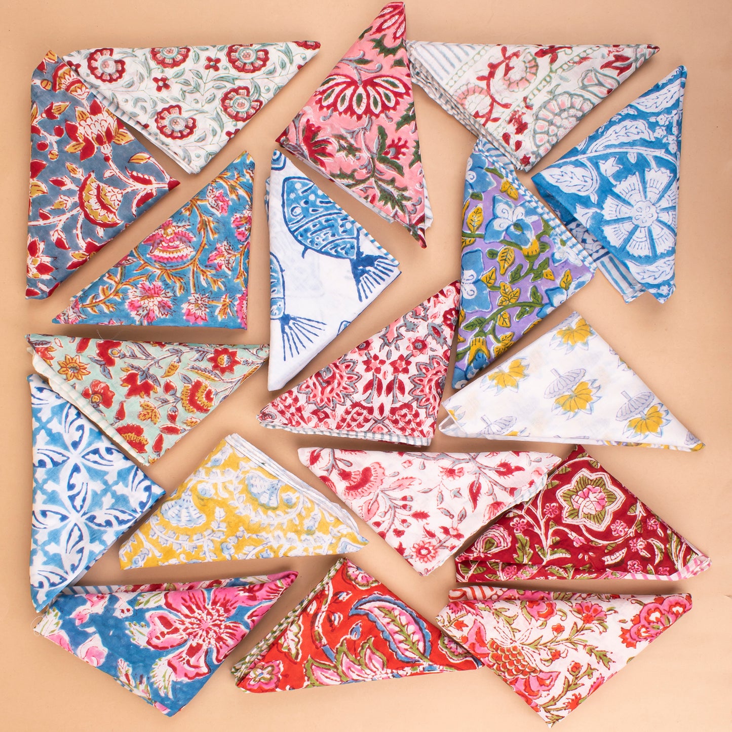 Set of 18 - Eco-Friendly Cotton Bandanas, Designer Print Hair & Neck Wraps, Workout & Hiking Scarf For Women, Men, And Kids, Wrist Accessory