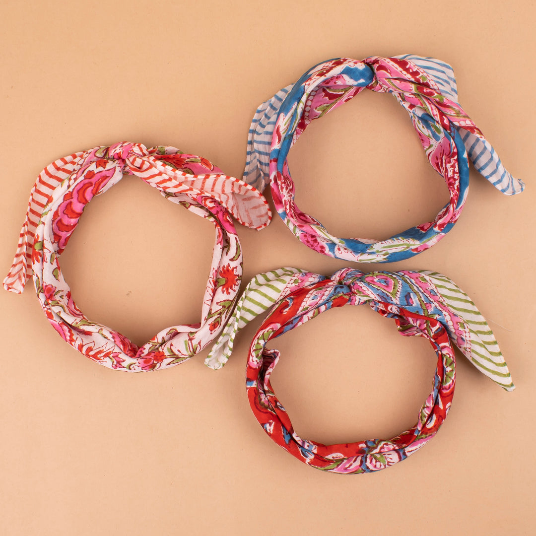 Set of 3 – Boho Cotton Bandanas | Hair Scarf &amp; Neck Wrap