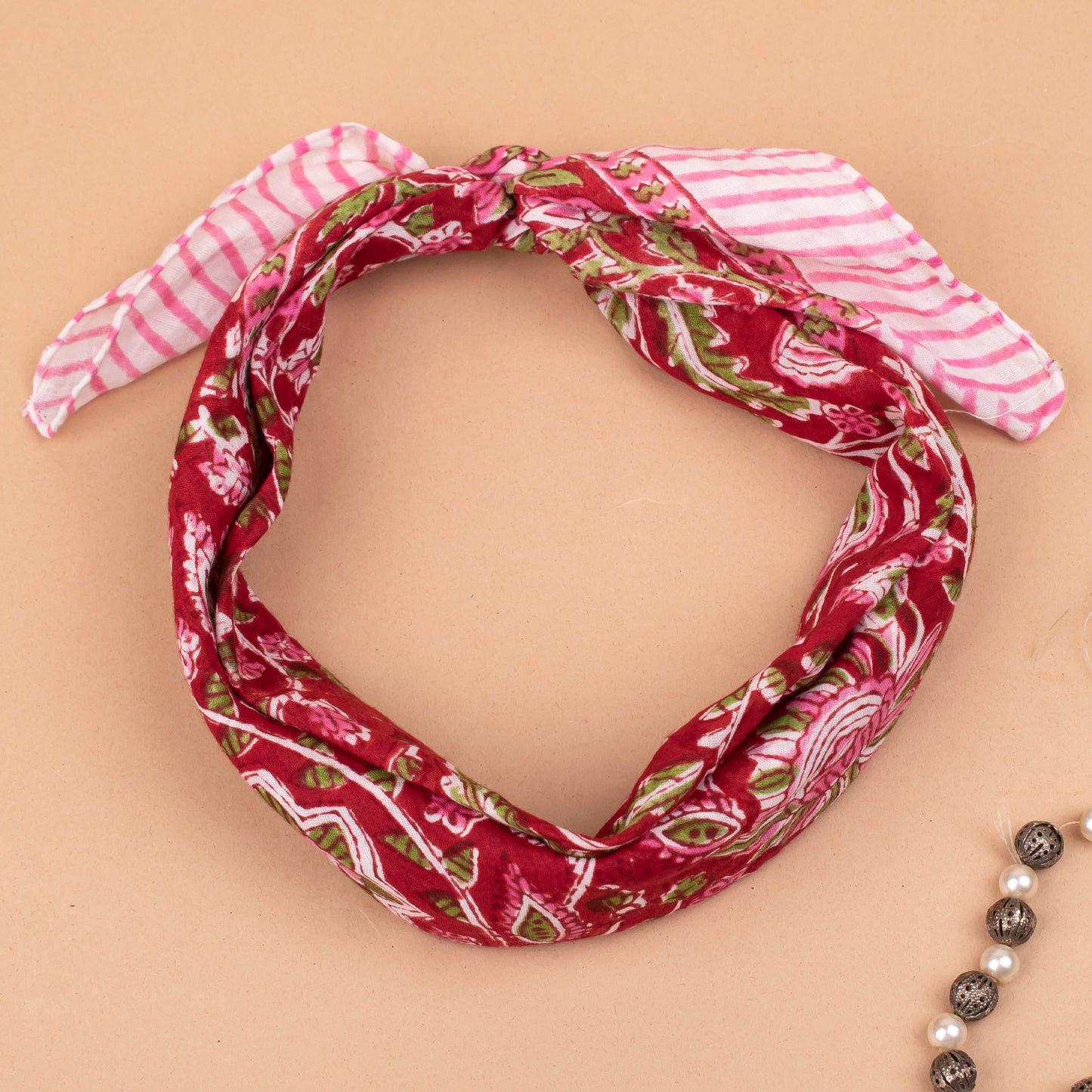 Ethnic Hand Block Printed Bandana, Cotton Headwrap For Men, Women, Kids & Pets, Vintage Style Boho Neck Scarf & Wrist Accessory