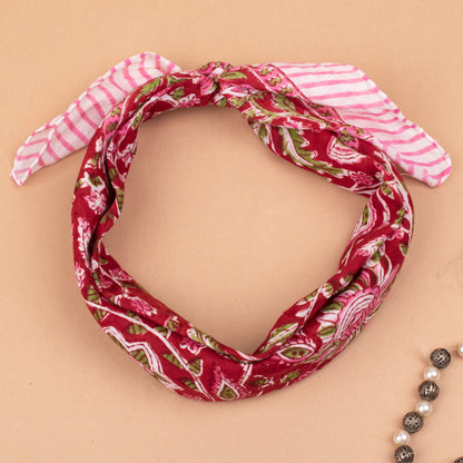Ethnic Hand Block Printed Bandana, Cotton Headwrap For Men, Women, Kids & Pets, Vintage Style Boho Neck Scarf & Wrist Accessory
