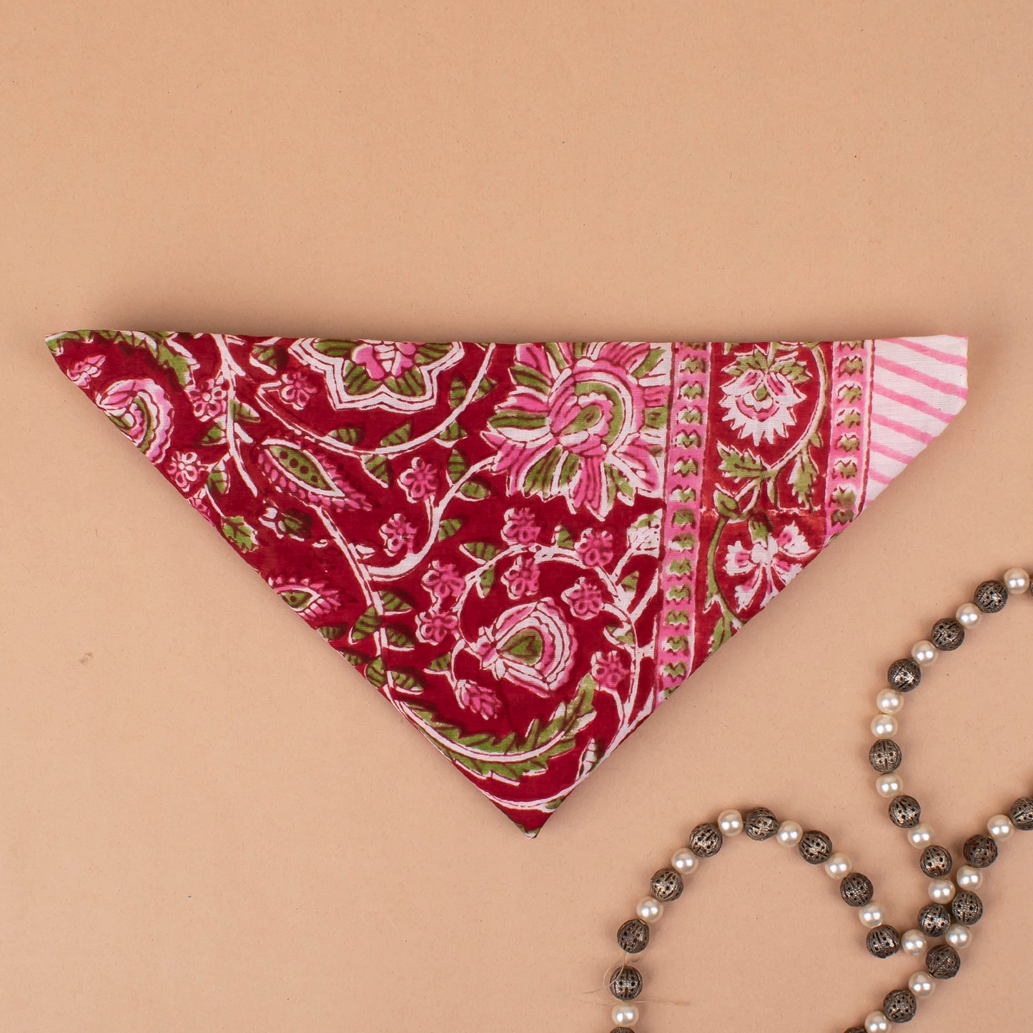 Ethnic Hand Block Printed Bandana, Cotton Headwrap For Men, Women, Kids & Pets, Vintage Style Boho Neck Scarf & Wrist Accessory