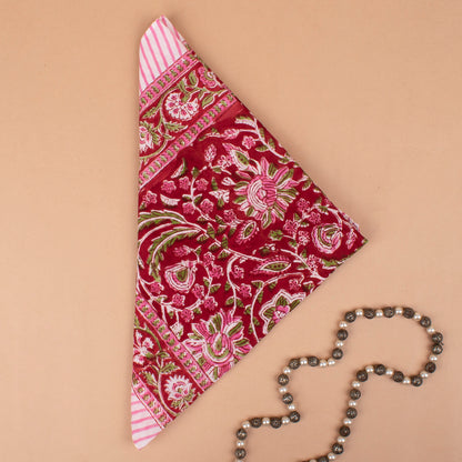 Ethnic Hand Block Printed Bandana, Cotton Headwrap For Men, Women, Kids & Pets, Vintage Style Boho Neck Scarf & Wrist Accessory