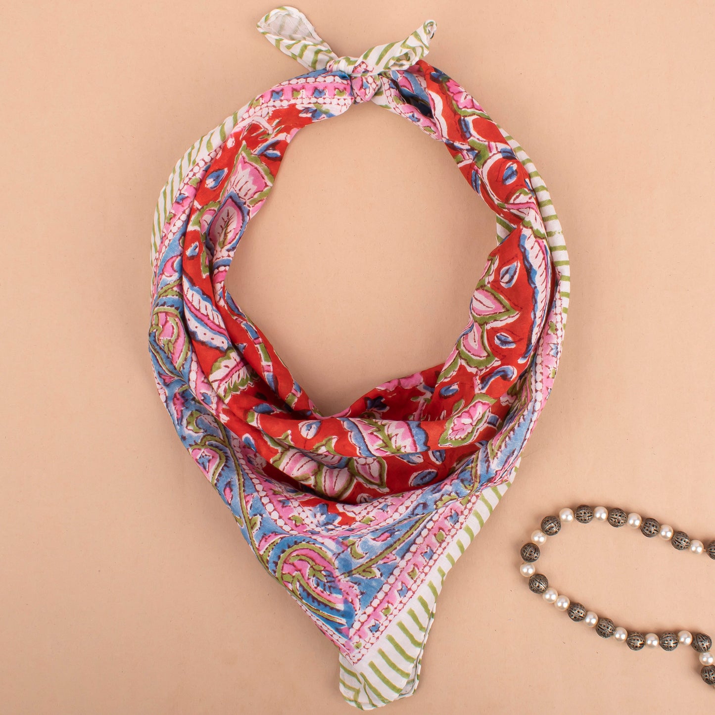 Sustainable Cotton Bandana For Outdoor Use, Hiking, Dust Protection, Hair Wrap Or Stylish Boho Face Mask Alternative