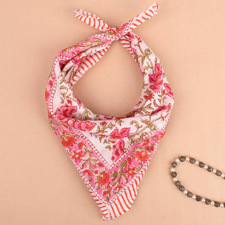 Hand Block Cotton Bandana | Boho Head Scarf &amp; Hair Wrap
