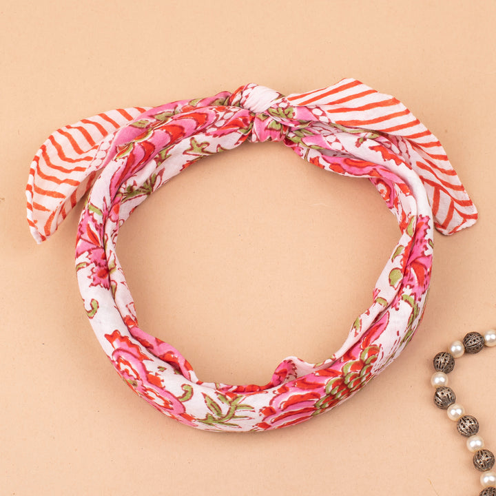 Hand Block Cotton Bandana | Boho Head Scarf &amp; Hair Wrap