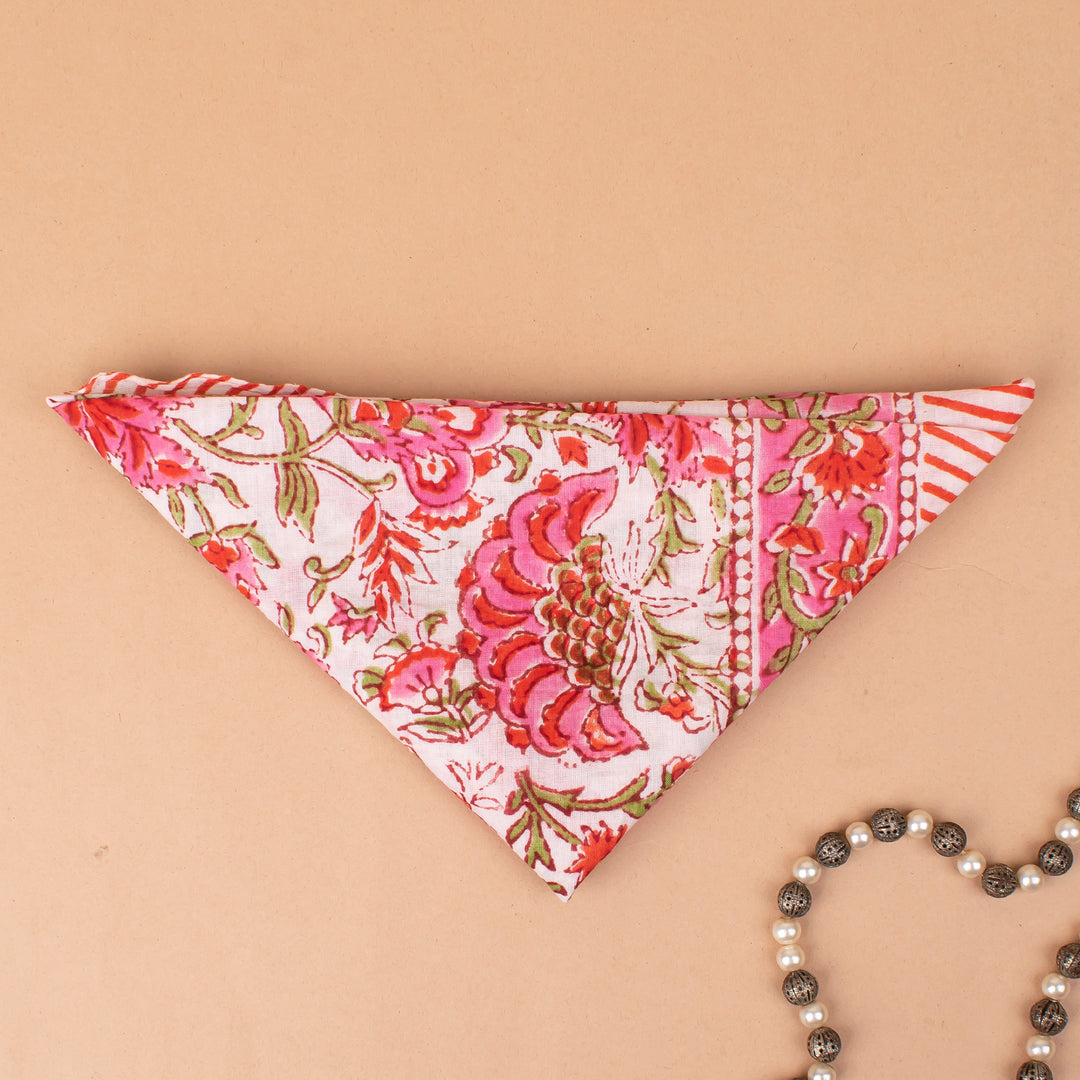 Hand Block Cotton Bandana | Boho Head Scarf &amp; Hair Wrap