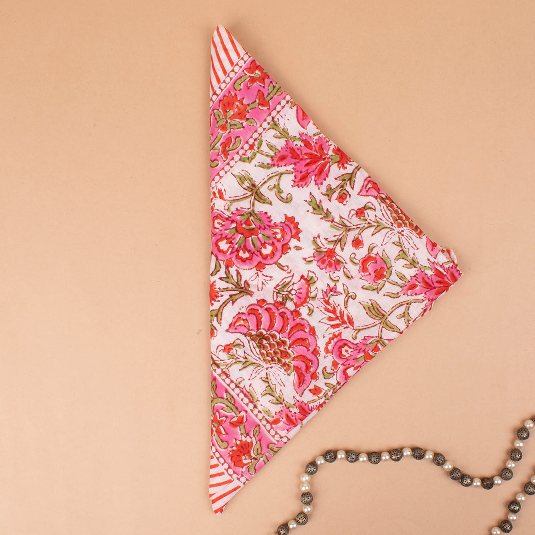 Hand Block Cotton Bandana | Boho Head Scarf &amp; Hair Wrap
