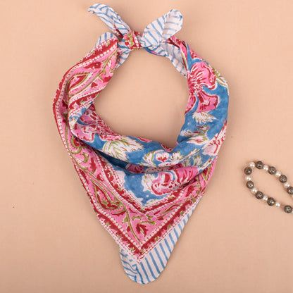 Bohemian Bandana Headband, Hand Printed Cotton Scarf For Men, Women, Kids, Hiking Or Workout Lightweight Wrap Accessory