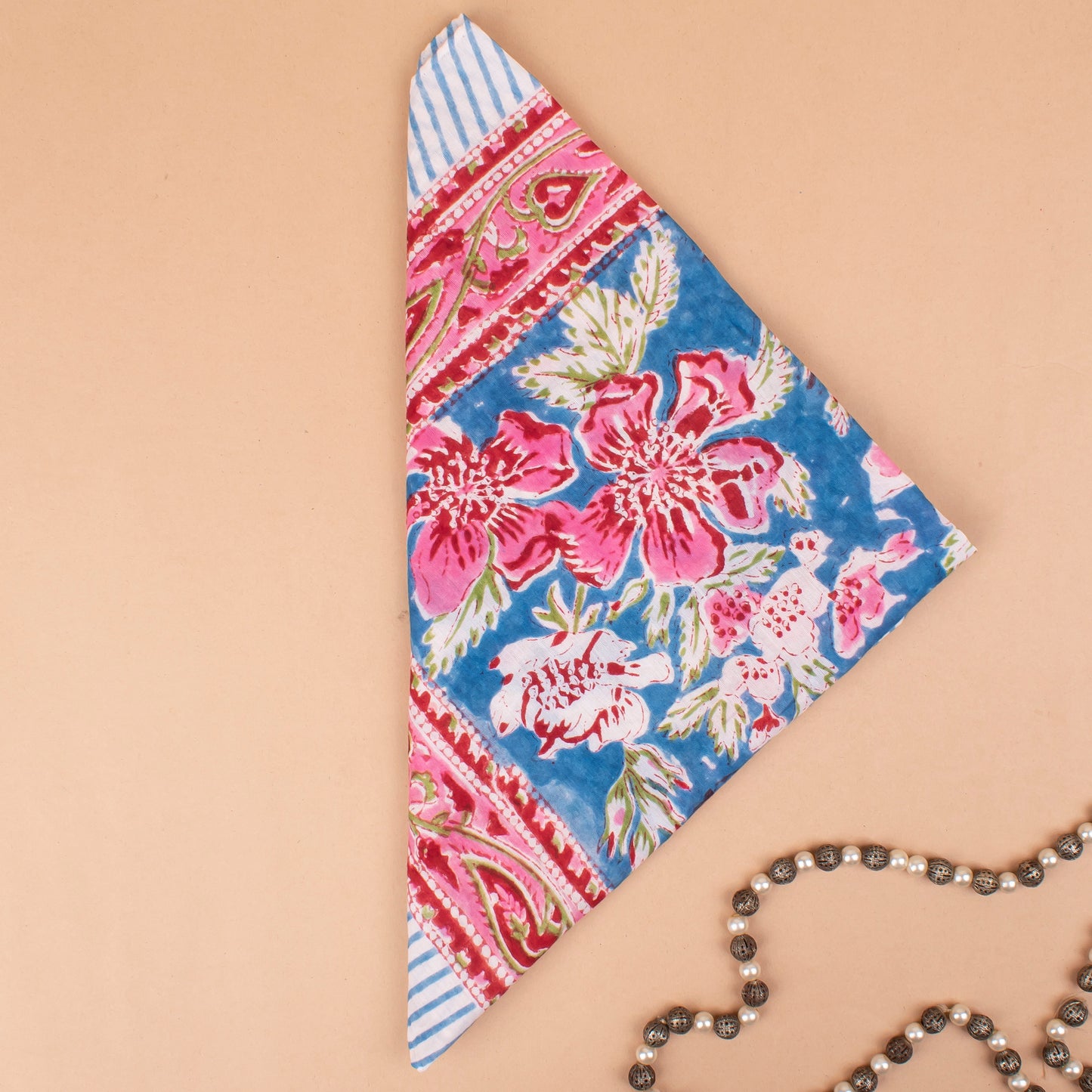 Bohemian Bandana Headband, Hand Printed Cotton Scarf For Men, Women, Kids, Hiking Or Workout Lightweight Wrap Accessory