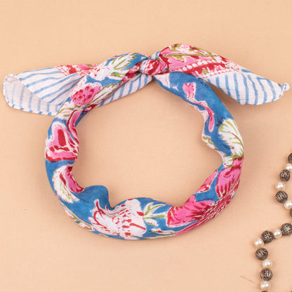 Bohemian Bandana Headband, Hand Printed Cotton Scarf For Men, Women, Kids, Hiking Or Workout Lightweight Wrap Accessory