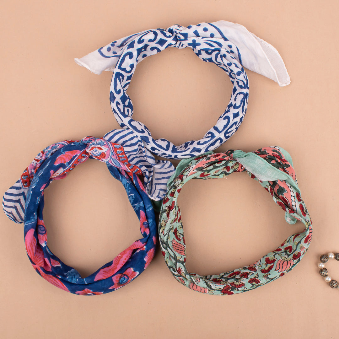 Set of 3 – Floral Cotton Bandanas | Everyday Head Scarf