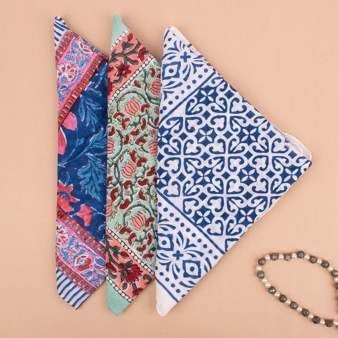Set of 3 – Floral Cotton Bandanas | Everyday Head Scarf