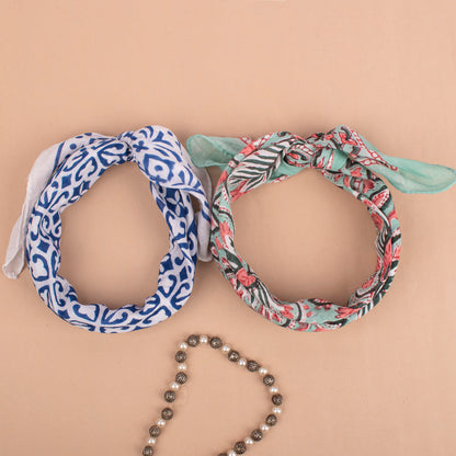 Set of 2 - Dopamine Dressing Bandanas, Lightweight Floral Print Neck Tie, 100% Sustainable Cotton Neck Scarf, Trendy Gift Ideas