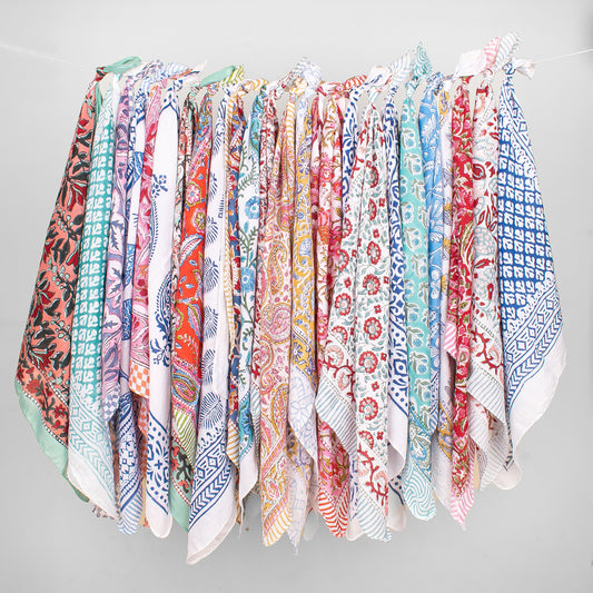 Set of 50 - Cotton Handmade Wrap, Boho Bandana Scarf For Summer, Neck & Face Protection For Outdoor Lovers, Cotton Bandanas