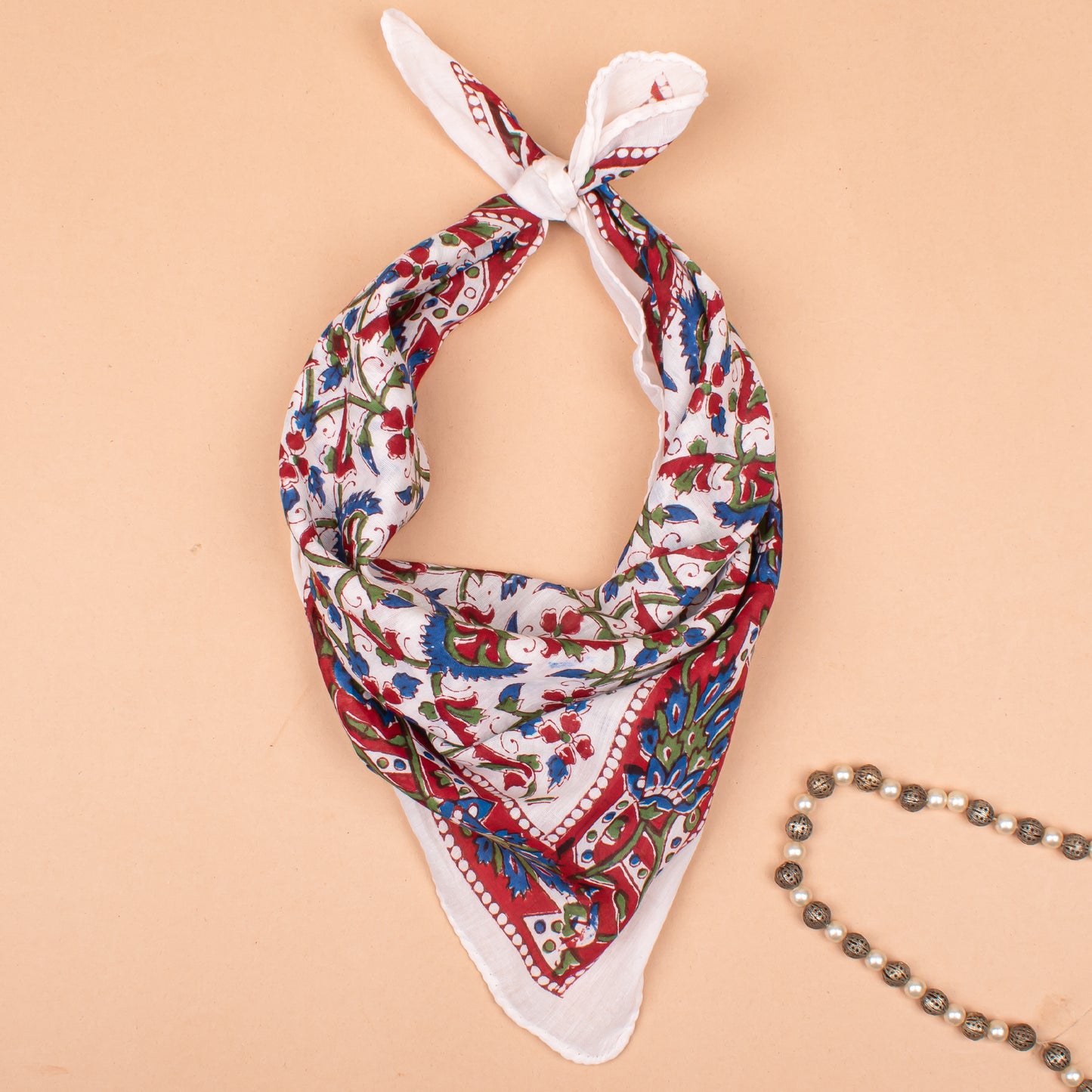 Set of 20 - Handmade Cotton Bandana With Block Printed Paisley, Boho Hair Or Neck Scarf, Lightweight Summer Accessory, Unisex Wrap, Eco-Friendly Gift