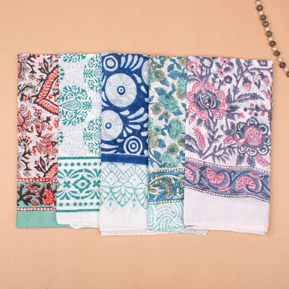 Set of 20 - Handmade Cotton Bandana With Block Printed Paisley, Boho Hair Or Neck Scarf, Lightweight Summer Accessory, Unisex Wrap, Eco-Friendly Gift