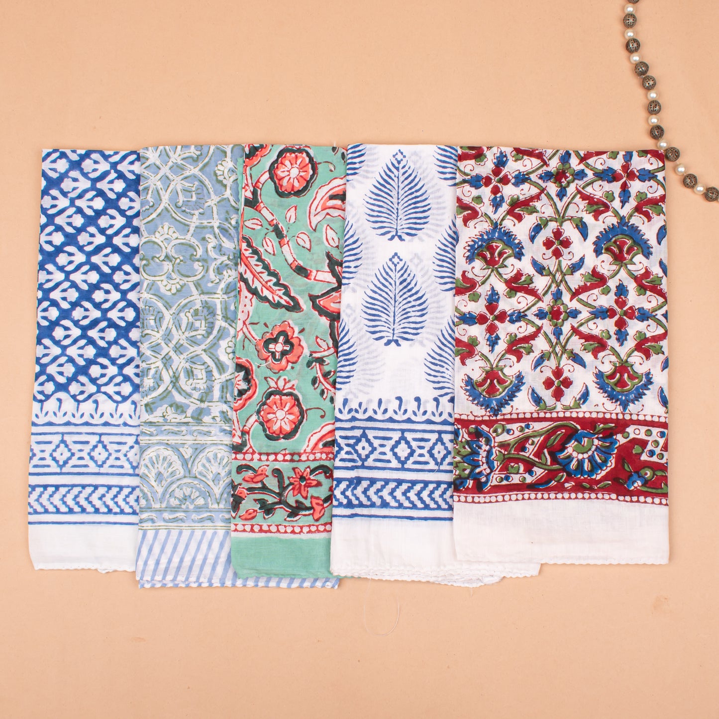 Set of 20 - Handmade Cotton Bandana With Block Printed Paisley, Boho Hair Or Neck Scarf, Lightweight Summer Accessory, Unisex Wrap, Eco-Friendly Gift