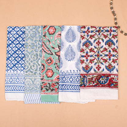 Set of 20 - Handmade Cotton Bandana With Block Printed Paisley, Boho Hair Or Neck Scarf, Lightweight Summer Accessory, Unisex Wrap, Eco-Friendly Gift