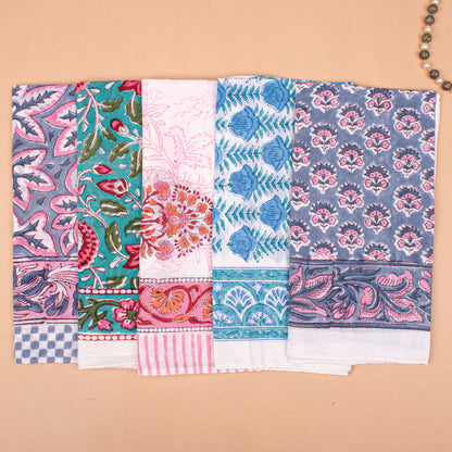 Set of 20 - Handmade Cotton Bandana With Block Printed Paisley, Boho Hair Or Neck Scarf, Lightweight Summer Accessory, Unisex Wrap, Eco-Friendly Gift