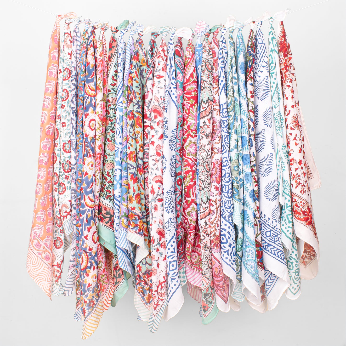 Set of 25 - Bohemian Paisley Cotton Bandana, Hand Block Printed Scarf, Soft Organic Fabric Wrap For Summer, Ideal Unisex Gift, Accessory For Pets & Bikers