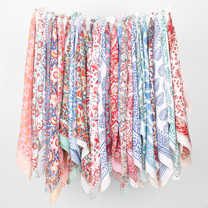 Set of 25 - Bohemian Paisley Cotton Bandana, Hand Block Printed Scarf, Soft Organic Fabric Wrap For Summer, Ideal Unisex Gift, Accessory For Pets & Bikers