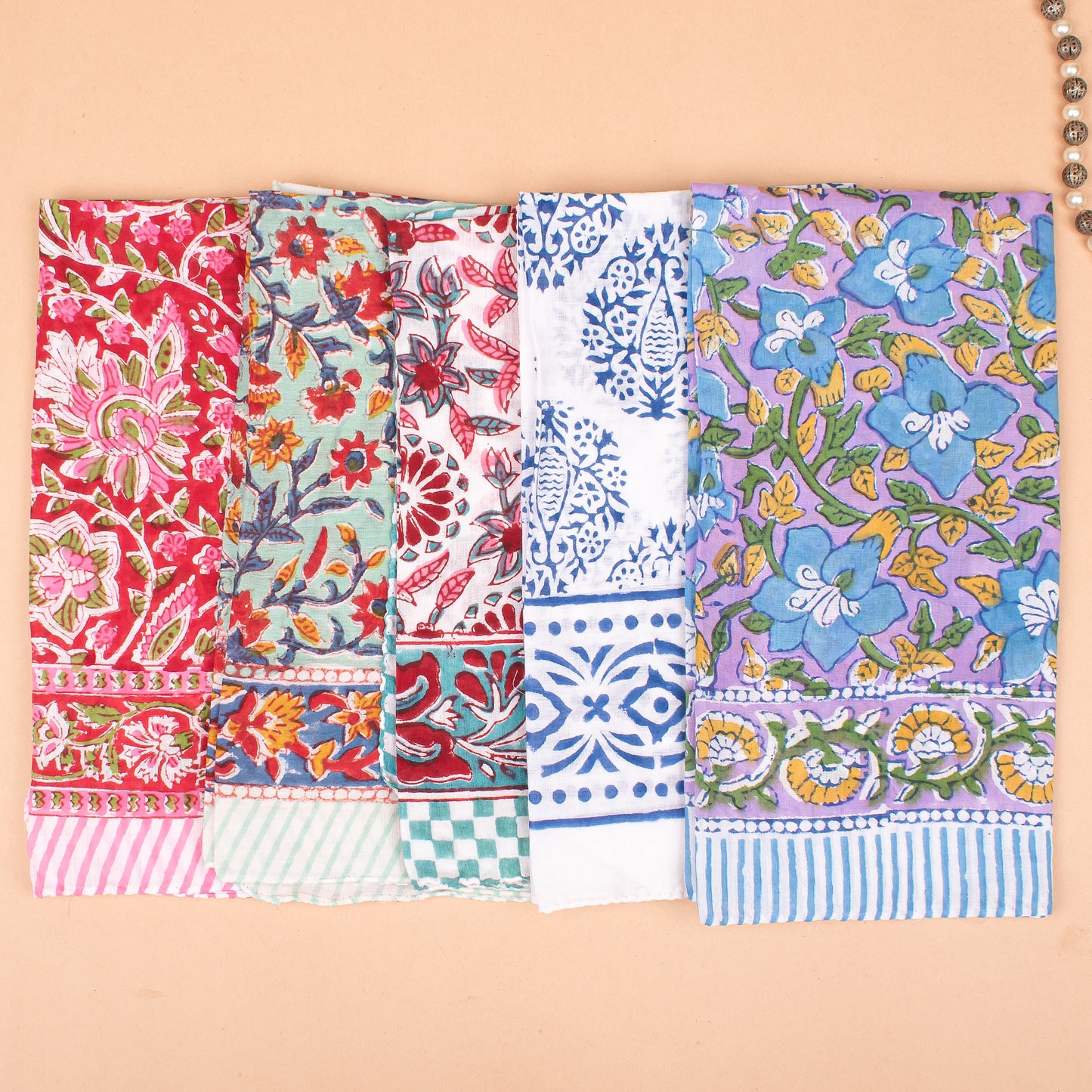 Set of 25 - Bohemian Paisley Cotton Bandana, Hand Block Printed Scarf, Soft Organic Fabric Wrap For Summer, Ideal Unisex Gift, Accessory For Pets & Bikers