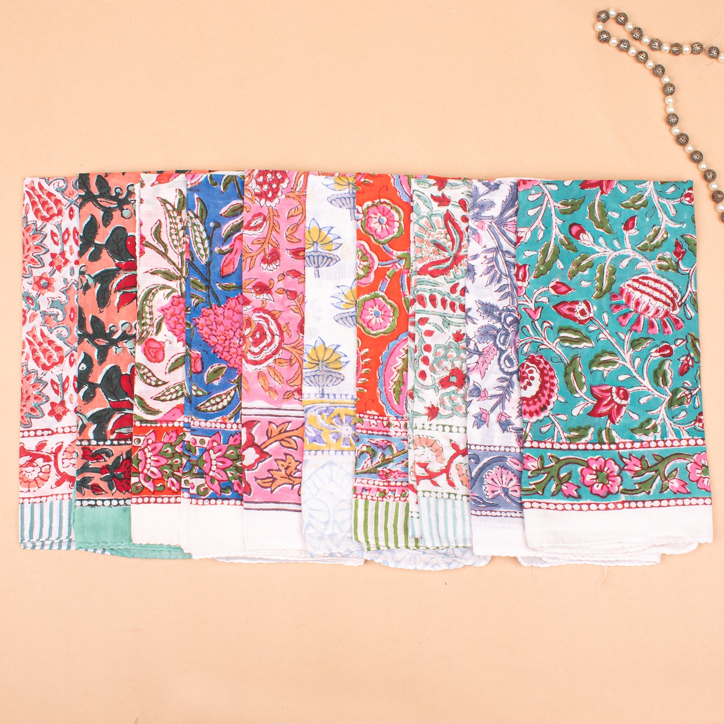 Set of 30 - Handmade Bohemian Bandana, Block Printed Cotton With Paisley Design, Lightweight Wrap For Summer Hair Or Neck, Gift For Men Or Women