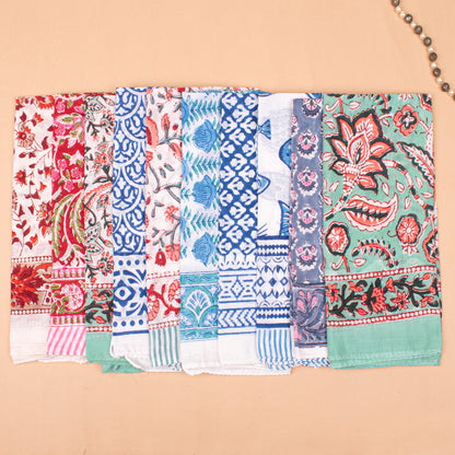 Set of 30 - Handmade Bohemian Bandana, Block Printed Cotton With Paisley Design, Lightweight Wrap For Summer Hair Or Neck, Gift For Men Or Women