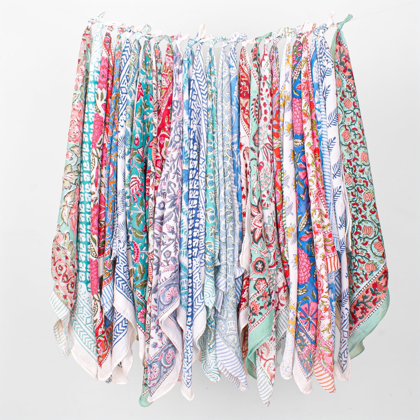 Set of 25 - Paisley Block Print Cotton Bandana Scarf, Handmade Hair Or Neck Wrap, Boho Style Summer Accessory, Organic Reusable Gift For Him Or Her