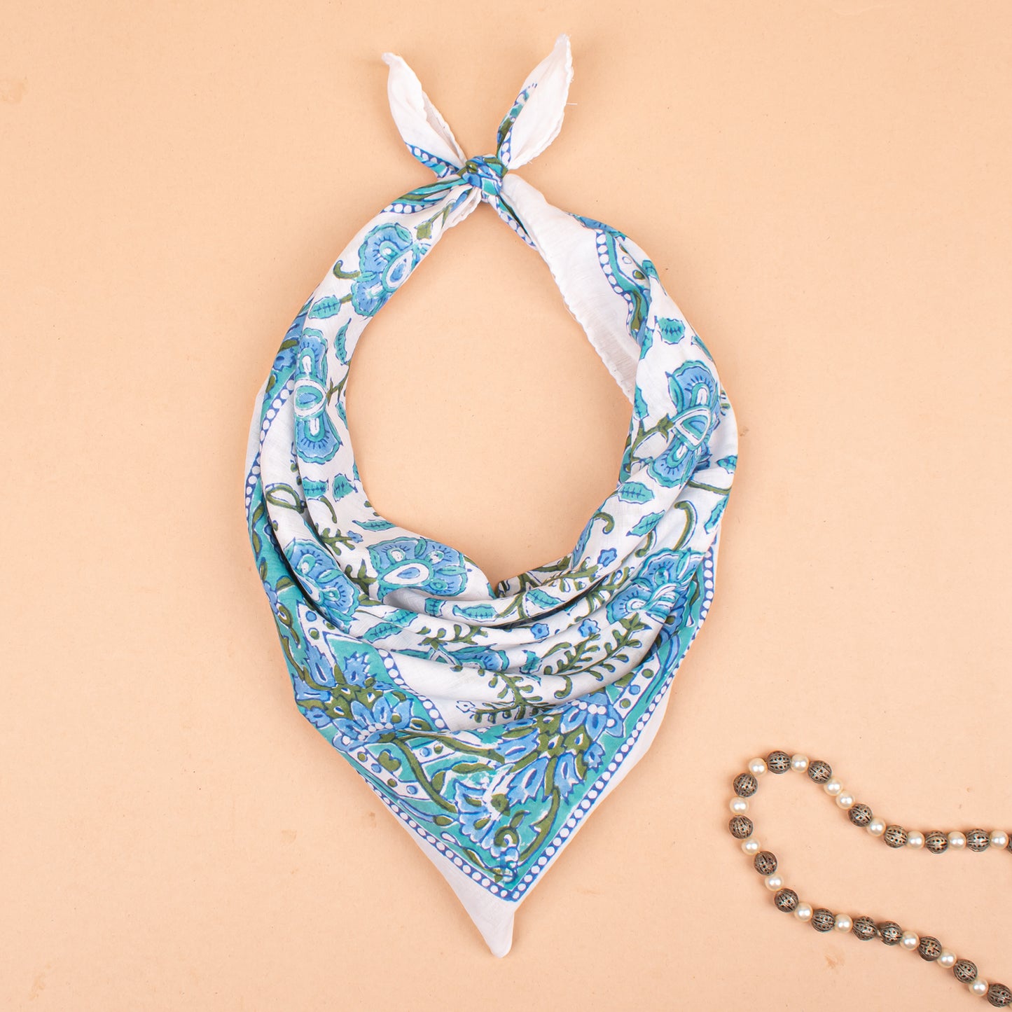 Set of 25 - Paisley Block Print Cotton Bandana Scarf, Handmade Hair Or Neck Wrap, Boho Style Summer Accessory, Organic Reusable Gift For Him Or Her