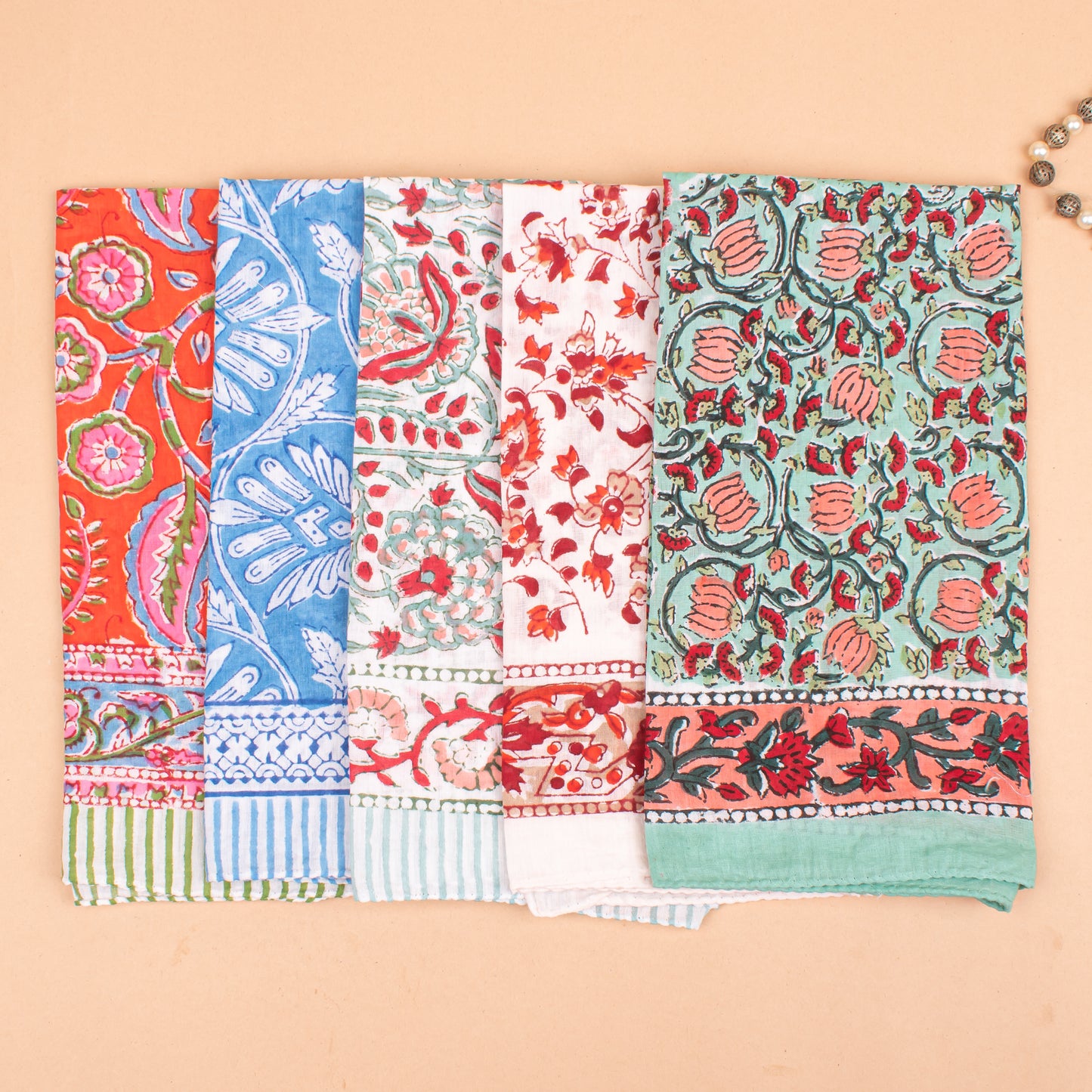 Set of 25 - Paisley Block Print Cotton Bandana Scarf, Handmade Hair Or Neck Wrap, Boho Style Summer Accessory, Organic Reusable Gift For Him Or Her