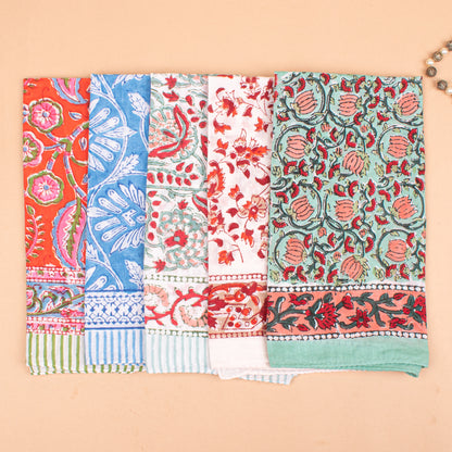 Set of 25 - Paisley Block Print Cotton Bandana Scarf, Handmade Hair Or Neck Wrap, Boho Style Summer Accessory, Organic Reusable Gift For Him Or Her