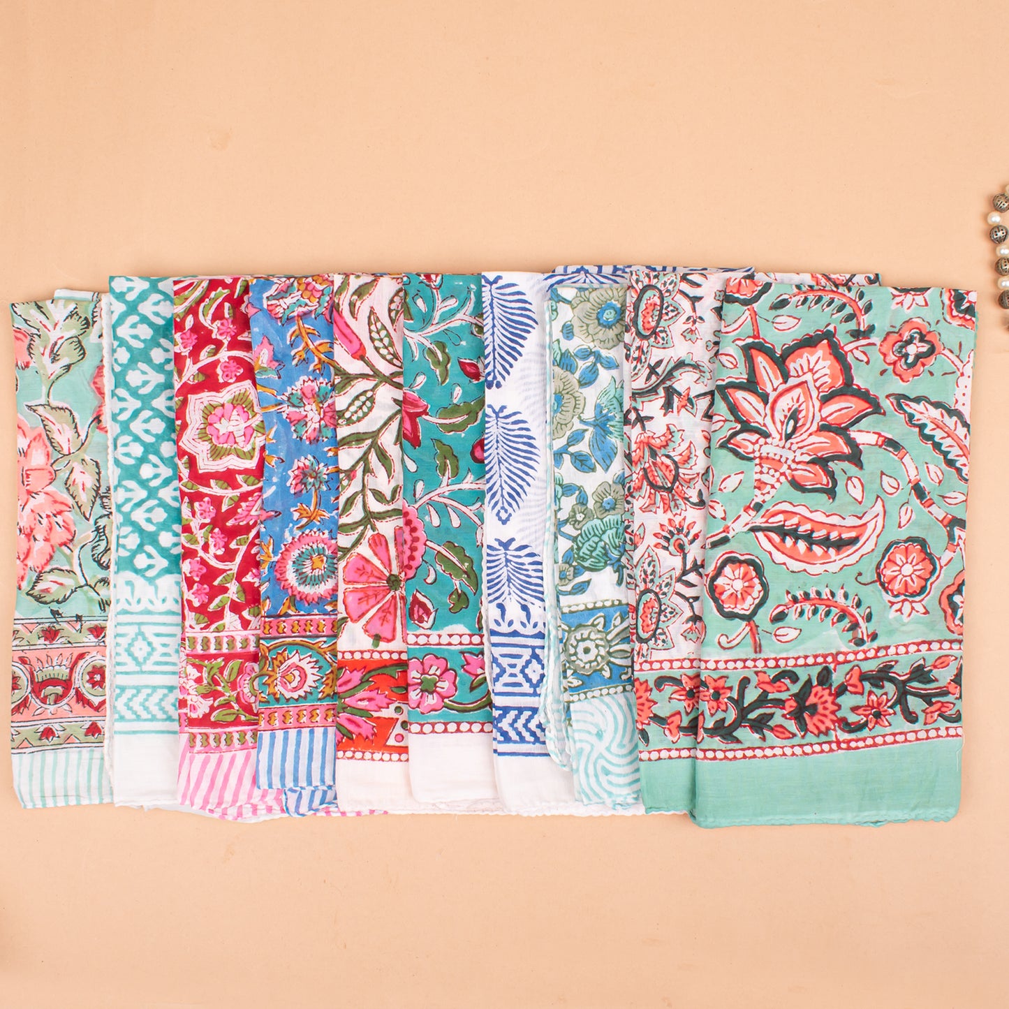 Set of 25 - Paisley Block Print Cotton Bandana Scarf, Handmade Hair Or Neck Wrap, Boho Style Summer Accessory, Organic Reusable Gift For Him Or Her