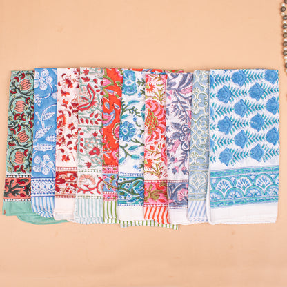 Set of 25 - Colorful Cotton Bandana With Bohemian Print, Hand Block Printed Wrap For Summer, Lightweight Unisex Scarf, Eco-Friendly Gift Idea