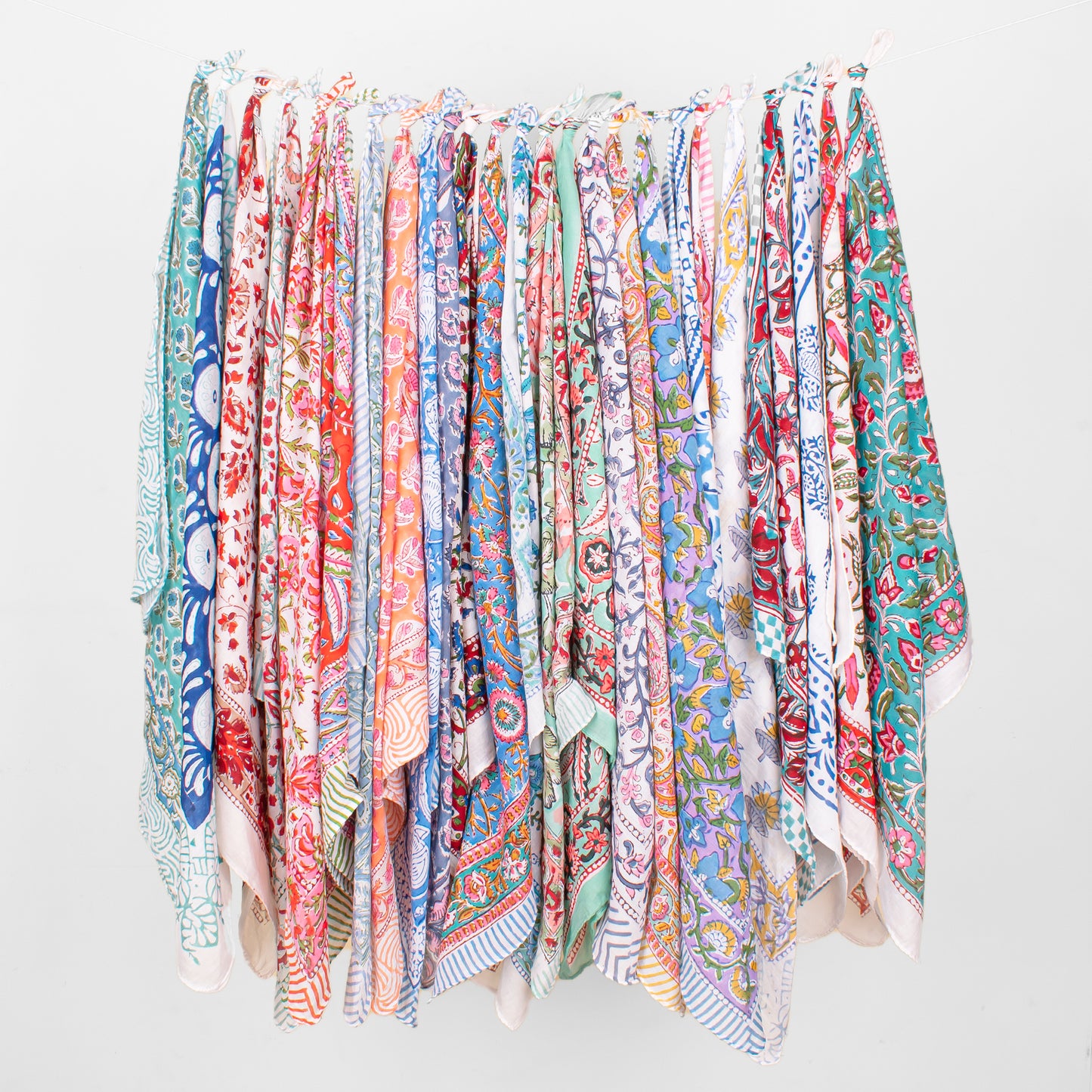 Set of 25 - Block Printed Boho Bandana Scarf, Soft Organic Cotton Headwrap With Paisley Design, Ideal For Summer, Unisex Handmade Gift, Stylish Wrap