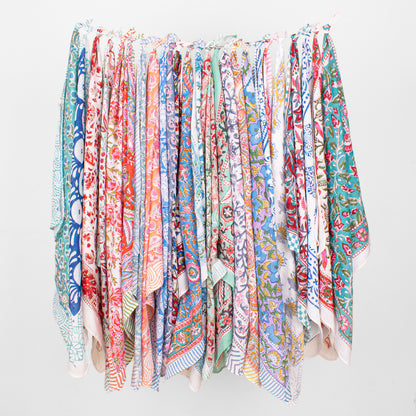 Set of 25 - Block Printed Boho Bandana Scarf, Soft Organic Cotton Headwrap With Paisley Design, Ideal For Summer, Unisex Handmade Gift, Stylish Wrap