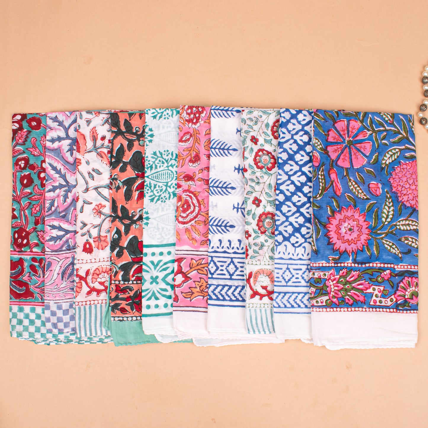 Set of 25 - Block Printed Boho Bandana Scarf, Soft Organic Cotton Headwrap With Paisley Design, Ideal For Summer, Unisex Handmade Gift, Stylish Wrap