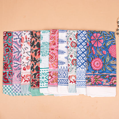 Set of 25 - Block Printed Boho Bandana Scarf, Soft Organic Cotton Headwrap With Paisley Design, Ideal For Summer, Unisex Handmade Gift, Stylish Wrap