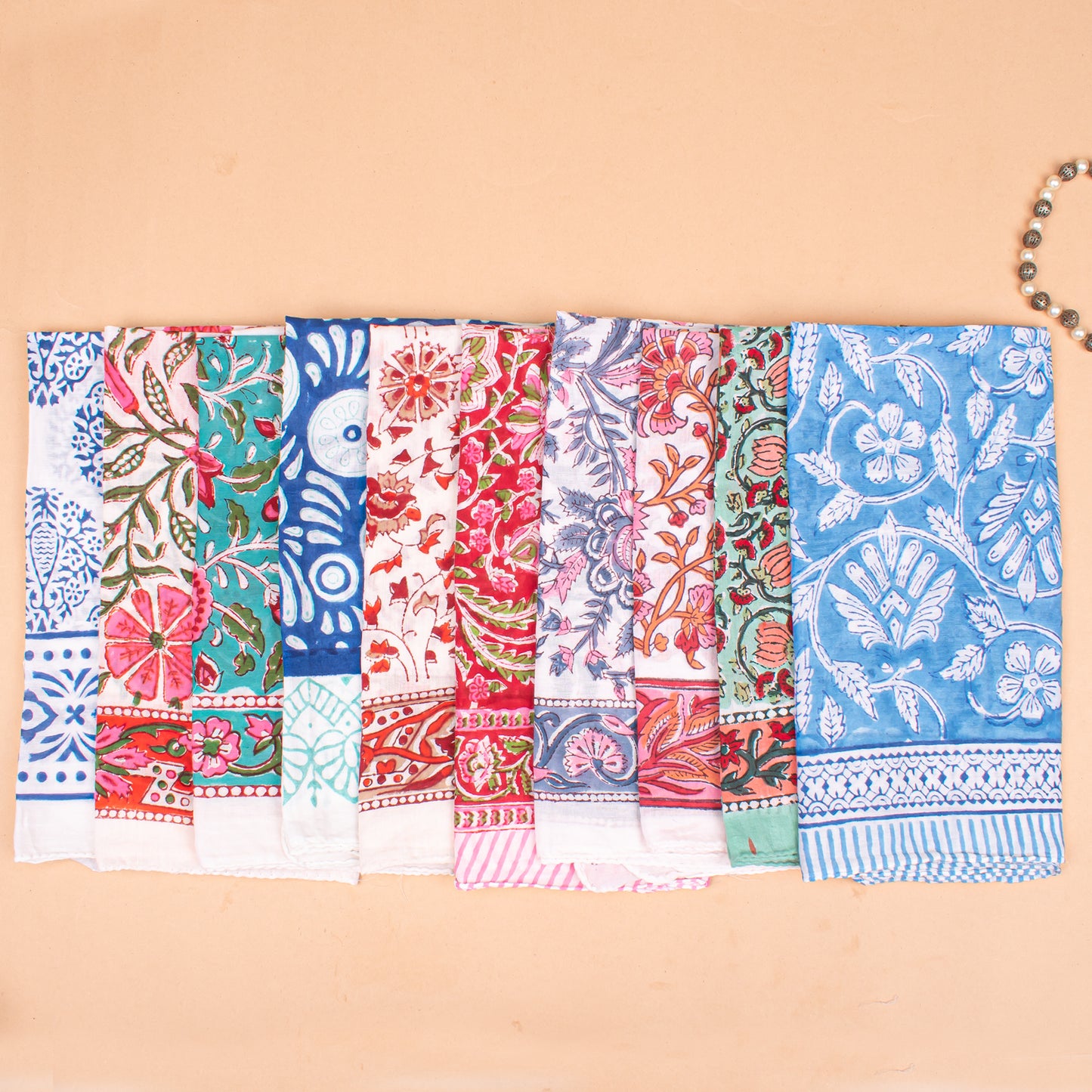 Set of 25 - Block Printed Boho Bandana Scarf, Soft Organic Cotton Headwrap With Paisley Design, Ideal For Summer, Unisex Handmade Gift, Stylish Wrap
