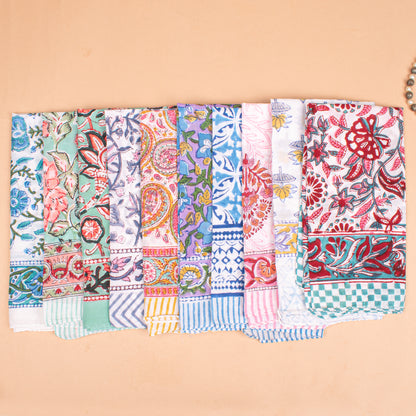 Set of 25 - Block Printed Boho Bandana Scarf, Soft Organic Cotton Headwrap With Paisley Design, Ideal For Summer, Unisex Handmade Gift, Stylish Wrap
