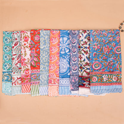 Set of 25 - Block Printed Boho Bandana Scarf, Soft Organic Cotton Headwrap With Paisley Design, Ideal For Summer, Unisex Handmade Gift, Stylish Wrap
