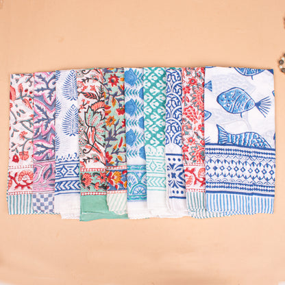 Set of 25 - Hand Block Printed Bandana In Cotton, Bohemian Paisley Wrap For Neck Or Hair, Lightweight Accessory For Summer, Unisex Gift Idea, Cotton Bandanas